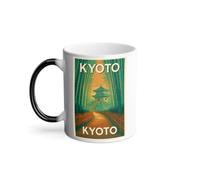 Mug Magique Thermo Réactif 325 ml KYOTO bambous pagode japonaise art rétro - Tasse à Café Révélation au Chaud