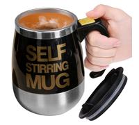 Mug Magnetic Stirring - Stainless Steel 400ml, Automatic Coffee Cup, Battery Operated Drinkware | Self Mixing Design, Lid And Ergonomic Handle For Milk, Tea, Oat Drinks, Home, Office, Travel