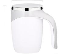 Mug magnétique avec un seul bouton, capacité de 380 ml, intérieur en acier inoxydable 304, portable et adapté pour le café ou d'autres boissons (batterie blanche)