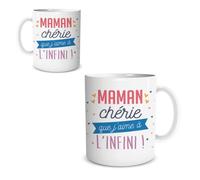 Mug - Maman chérie - Porcelaine - 9.5cm - Impression recto/verso - Blanc