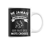 Mug - Maman - Mots Croisés - Céramique - 325 Ml - Résistant Lave-Vaisselle & Micro-Onde