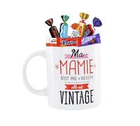 Mug ""Mamie"" garni de 20 chocolats Kinder, Daim, Milka & Célébrations | Idée cadeau - Idéal pour la fête des Grands-Mères