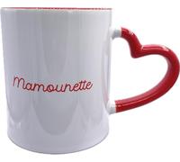 Mug MAMOUNETTE anse cœur rouge, idéal pour la fête des mères, mariage, anniversaire, cadeau...