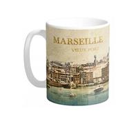 Enesco Mug Marseille - En céramique - Beige et bleu - Hauteur 9.5 cm - Largeur 8 cm BEIGE ET BLEU
