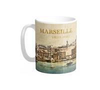 Enesco Mug Marseille - En céramique - Beige et bleu - Hauteur 9.5 cm - Largeur 8 cm BEIGE ET BLEU