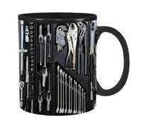 Mug mécanicien | Tasse à café en céramique noire pour mécanicien | Grande tasse à thé et café, tasse en céramique noire pour whi , jus, vin, bière, soupe