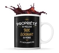 Mug - Meilleur Aide Soignant - Noir - Céramique - 325 Ml - Résistant Lave-Vaisselle Et Micro-Onde