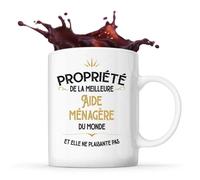 Mug - Meilleure Aide-Ménagère - Céramique - Imprimé Recto/Verso - Résistant Lave-Vaisselle - 325 Ml