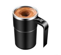 Mug mélangeur rechargeable par USB avec affichage de la température en acier inoxydable pour boissons chaudes à la maison, au bureau ou (380 ml, noir)