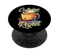 Mug Meme sans caféine et plein de regret triste PopSockets PopGrip Adhésif