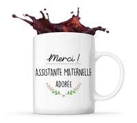 Mug - Merci - Assistante Maternelle - Céramique - Blanc - Contemporain - 325 Ml