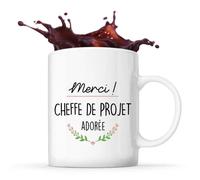 Mug Merci Cheffe De Projet Adorée Tasse Idée Cadeau Collègue Travail Retraite
