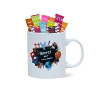 Mug MERCI garni 20 Croustilles et Biscuits MONBANA | Cadeau pour remercier les Maîtresses, Maîtres, ATSEM & Nounous, Collègues, Soignants