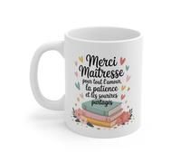 Mug Merci Maîtresse - Cadeau Fin d’Année - Patience & Sourires - Tasse École Primaire