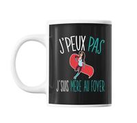 Mug Mère Au Foyer J'peux Pas Noir Tasse Cadeau Personnalisé