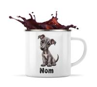 Mug Métal Émaillé Greyhound (Lévrier Anglais) : Chibi | Tasse de Camping 300 ml Recto Verso Passe au Lave-Vaisselle | Randonnée Bivouac Bureau | Cadeau Propriétaire Chien Homme Femme Anniversaire