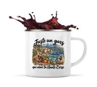 Mug Métal Émaillé Juste un gars qui aime la Haute-Corse | Tasse de Camping 300 ml Recto Verso Passe au Lave-Vaisselle | Randonnée Bivouac Bureau | Idée Cadeau Amoureux de la Haute-Corse Noël Départ