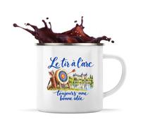 Mug Métal Émaillé Le tir à l'arc, toujours une bonne idée | Tasse de Camping 300 ml Recto Verso Passe au Lave-Vaisselle | Randonnée Bivouac Bureau | Cadeau Archer Archère Homme Femme Anniversaire
