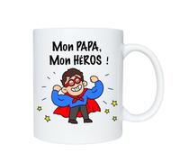 Mug-Mon PAPA, Mon HÉROS-Cadeau Unique pour PAPA - Idéal pour Noël et Anniversaires