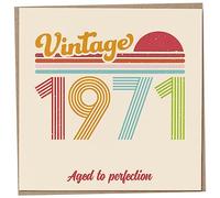 Mug Monster Carte d'anniversaire 52 ans - Vintage 1971 Aged to Perfection, carte de vœux amusante pour homme et femme, carte d'anniversaire pour homme, carte d'anniversaire pour sœur, carte pour papa