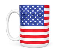Mug Monster - Drapeau des États-Unis d'Amérique, étoiles et rayures américaines - Tasse à café en céramique, cadeau pour homme ou femme, extra large et grande tasse disponible, tasse blanche de 445 ml