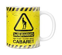 Mug Monster - Tasse à café humoristique « Warning May Start Talking About Cabaret » en céramique, cadeau pour homme ou femme, extra large et géante disponible, 325 ml, blanc
