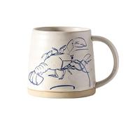 Mug motif océan 400 ml, bleu et blanc en porcelaine sous glaçure couleur homard