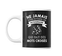 Mug Mots Croisés Octogénaire Homme 80 Ans Tasse Cadeau Personnalisé