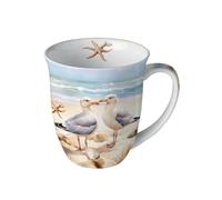 Mug mouettes et coquillages en porcelaine fine 400 ml