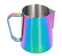 Mug Moussoir à Lait 600ml, Pichet à Vapeur en Inox 304 Coloré - Durable, Anti - débordement pour Café & Cappuccino à Domicile ou en Bar (Coloré 600ml (avec logo))