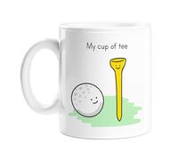Mug My Cup Of Tee | Tasse de bureau amusante pour golfeur, tasse hilarante pour fan de golf, tasse de thé de golf, tasse de thé de golf, balle de golf à côté d'un tee, tasse de blague de sport pour