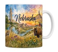 Mug Nebraska - Chimney Rock, Bisons & Grandes Plaines - Céramique 330 ml