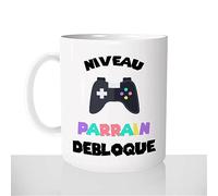 Mug Niveau Parrain Débloqué - Tasse Cadeau Idées Cadeaux Original - Gamer Jeux Vidéo Naissance Annonce de Grossesse