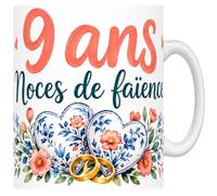 Mug Noces de Faïence - 9 Ans de Mariage - Céramique 330 ml