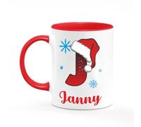 Mug Noël Personnalisé avec Prénom - Chapeau Père Noël sur la 1ère Lettre - 5 Couleurs - Cadeau Original - Mug AAA - Passe au Micro-ondes & Lave-vaisselle - Expédié en 24h