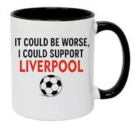 Mug noir et blanc avec inscription « It Could Be Worse, I Could Support Liverpool » 325 ml