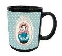 CBKREATION Mug en céramique noire poupée russe 350 ml