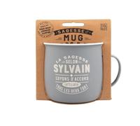 Mug Nomade - Mug à thé et café personnalisé Sylvain - Cadeau pour Homme, Couleurs Pastel (Rose, Bleu, Vert, Jaune)