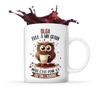 Mug - Olga - Chouette - Céramique - 325 ml - Imprimé Recto/Verso - Résistant Lave-Vaisselle