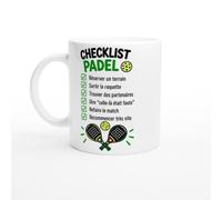 Mug Padel Checklist Padel Réserver un Terrain Sortir la Raquette Trouver | Mug Drôle Joueur de Padel - Idée Cadeau Originale