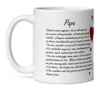 Mug papa amour - Tasse mon père je t'aime avec déclaration et coeurs - Mug papa tendresse tirade à offrir - Tasse idée cadeau fête anniversaire Noël céramique 325ml café thé chocolat petit déjeuner