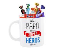 Mug ""Papa"" garni de 20 chocolats Kinder, Daim, Milka & Célébrations | Idée cadeau - parfait pour la Fête des Pères