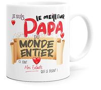Mug Papa Idée Cadeau Original pour Fête des Pères, Tasse Message Amour Humour Meilleur du Monde Enfants Homme Père Mari Ami pour Anniversaire Noël ou pour le Plaisir.Imprimé en France