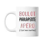 Mug - Parapente - C'est Ma Routine - Céramique - 325 Ml - Résistant Lave-Vaisselle Et Micro-Onde