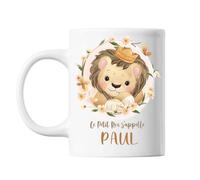 Mug Paul bébé Lion Roi | Tasse prénom idée cadeau Humour Mignon pour enfant garçon | Imprimé en France