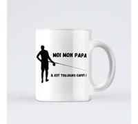Mug pêcheur - Moi mon papa il est toujours capot ! -mug/tasse humoristique en céramique de qualité supérieure, idée cadeau originale pour pêcheur, impression française, humour pêcheur, 330 ml