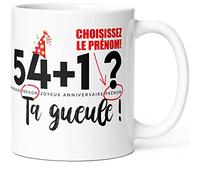 Mug Personnalisable Anniversaire 55 ans + Prénom Humour Tasse Message Drôle Personnalisé. Idée Cadeau Original Homme Femme Ami Collègue Copain Copine Anniversaire Cinquante-Cinq ans Cinquantaine.