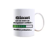 Mug personnalisable avec un prénom - Chargement caféiné - Tasse en céramique, 25 cl - Cadeau original, cadeau anniversaire, cadeau de Noël