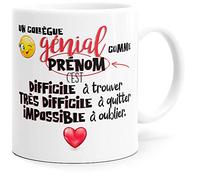 Mug Personnalisable Collègue Génial Prénom Humour Tasse Message Drôle Personnalisé. Idée Cadeau Original Départ en Retraite Pot Mutation Travail Bureau Ami Homme Femme pour Anniversaire Noël.