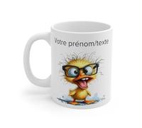 Mug personnalisable personnalisé Canard avec des lunettes avec son prénom ou texte pour enfant et adulte